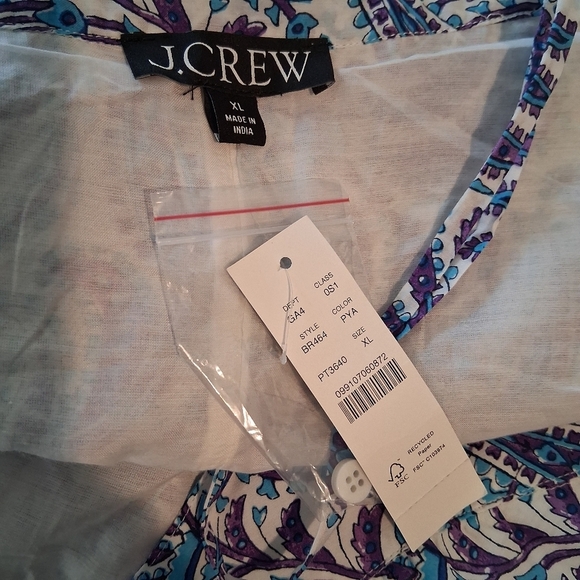 J. Crew Tiered Cotton Voile Shift Maxi Dress in Purple Paisley Size XL NWT - Picture 2 of 10